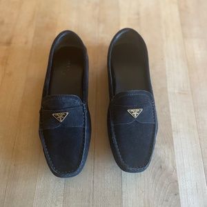 PRADA, Black Suede Loafer, Size 38 (8 US)